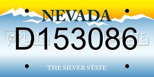 D153086 Nevada License Plate