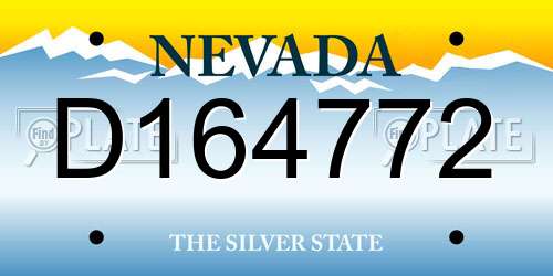 D164772 Nevada License Plate