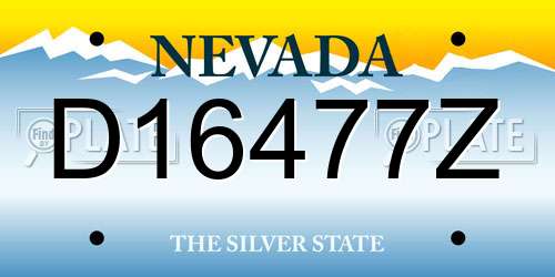 D16477Z Nevada License Plate
