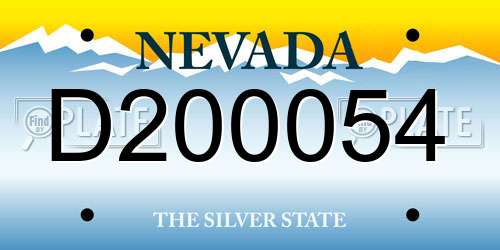 D200054 Nevada License Plate
