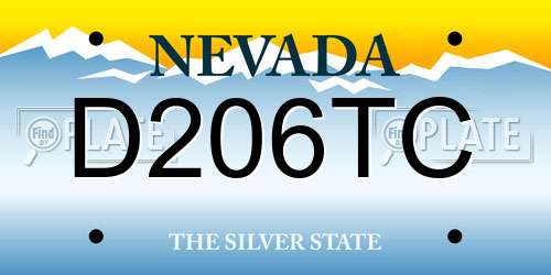 D206TC Nevada License Plate