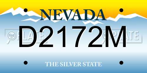 D2172M Nevada License Plate