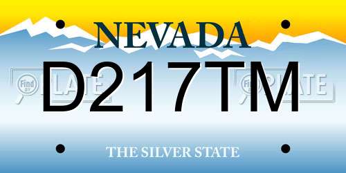 D217TM Nevada License Plate