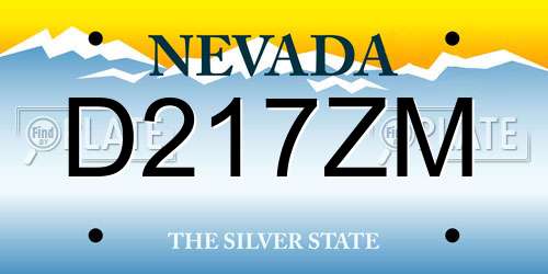 D217ZM Nevada License Plate