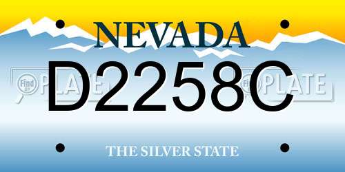 D2258C Nevada License Plate