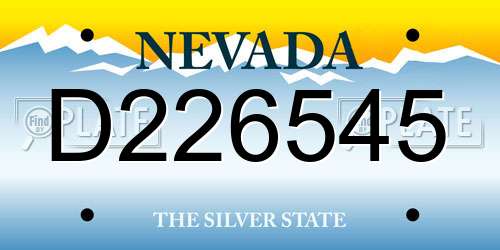 D226545 Nevada License Plate