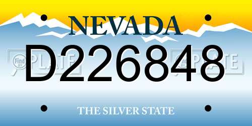 D226848 Nevada License Plate