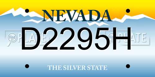 D2295H Nevada License Plate