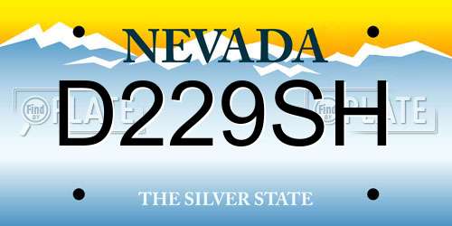 D229SH Nevada License Plate