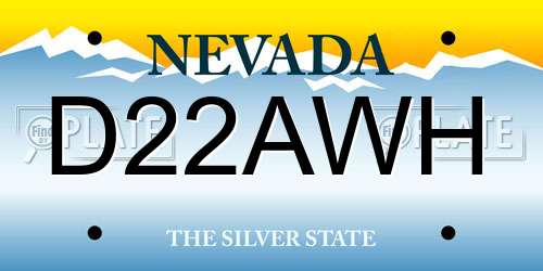 D22AWH Nevada License Plate