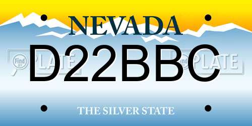 D22BBC Nevada License Plate