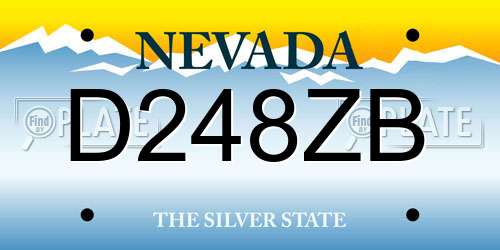 D248ZB Nevada License Plate
