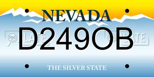 D249OB Nevada License Plate