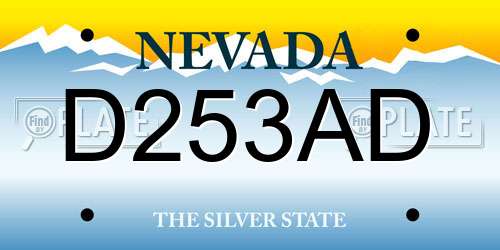 D253AD Nevada License Plate