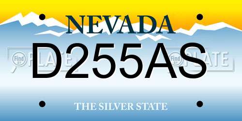 D255AS Nevada License Plate