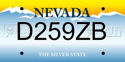 D259ZB Nevada License Plate