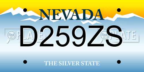 D259ZS Nevada License Plate