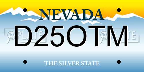 D25OTM Nevada License Plate