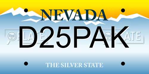 D25PAK Nevada License Plate