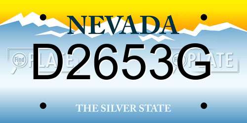 D2653G Nevada License Plate