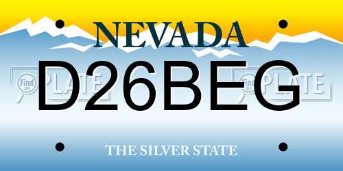 D26BEG Nevada License Plate
