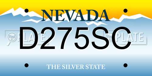 D275SC Nevada License Plate