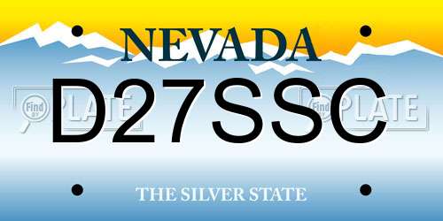 D27SSC Nevada License Plate