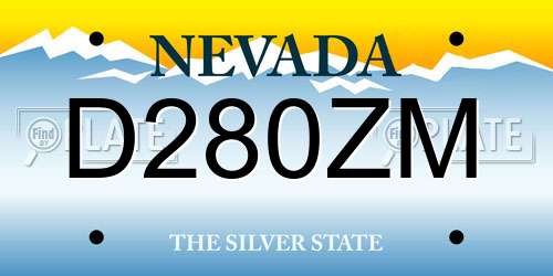 D280ZM Nevada License Plate