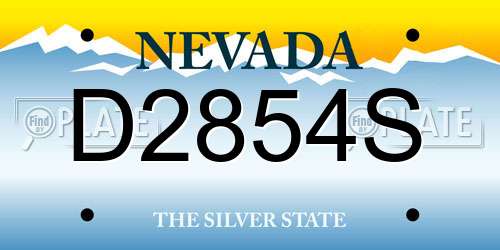 D2854S Nevada License Plate