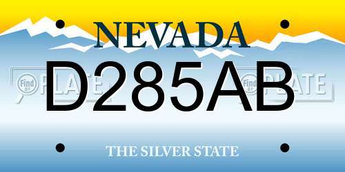 D285AB Nevada License Plate