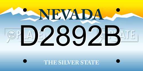 D2892B Nevada License Plate