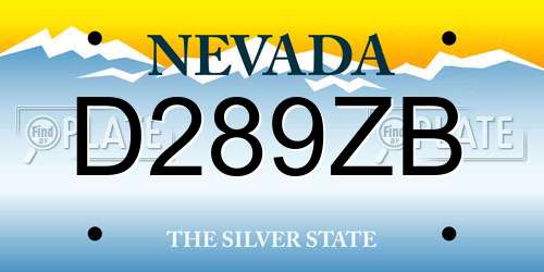 D289ZB Nevada License Plate