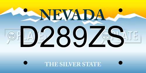 D289ZS Nevada License Plate