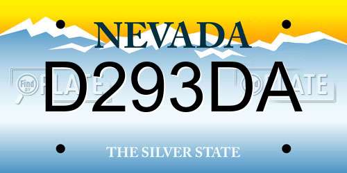 D293DA Nevada License Plate