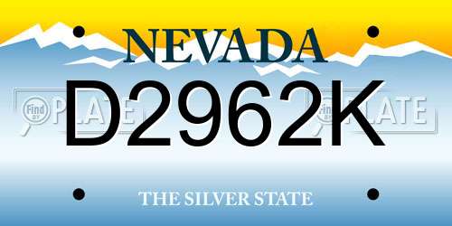 D2962K Nevada License Plate