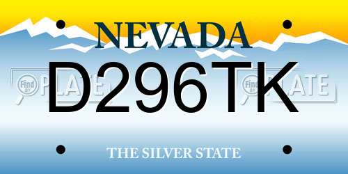 D296TK Nevada License Plate