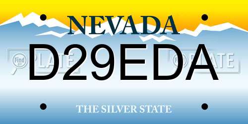 D29EDA Nevada License Plate