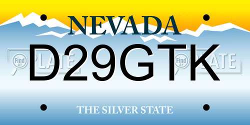 D29GTK Nevada License Plate