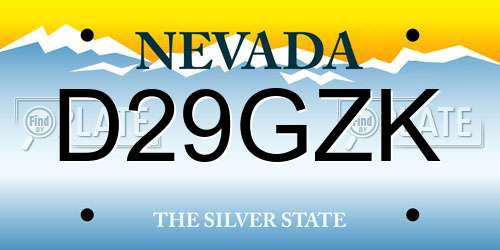 D29GZK Nevada License Plate