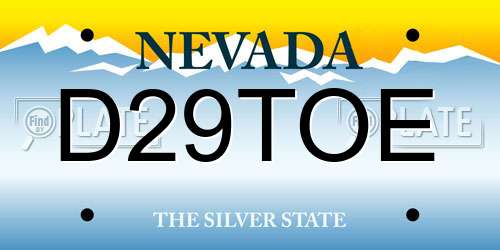 D29TOE Nevada License Plate