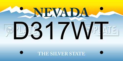 D317WT Nevada License Plate