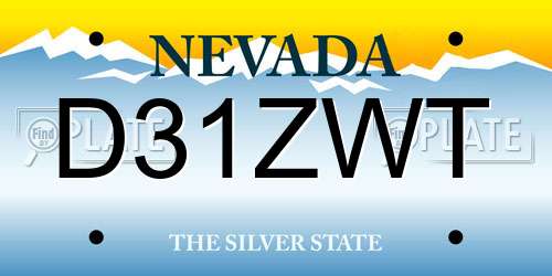D31ZWT Nevada License Plate