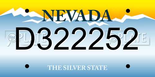 D322252 Nevada License Plate