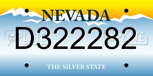 D322282 Nevada License Plate