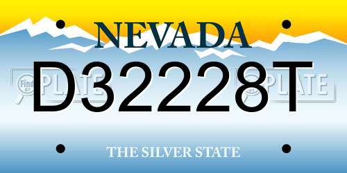 D32228T Nevada License Plate