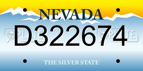D322674 Nevada License Plate