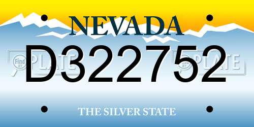 D322752 Nevada License Plate