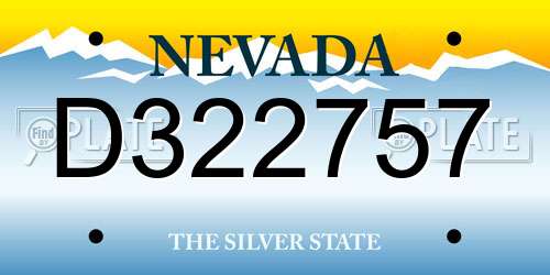 D322757 Nevada License Plate