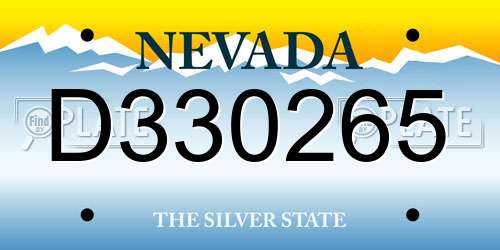 D330265 Nevada License Plate
