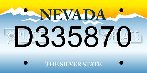 D335870 Nevada License Plate